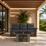 vidaXL Garden Bench Set 4 pcs Black and Cream White poly rattan