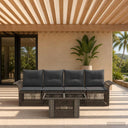 vidaXL Garden Sofa Set 5 pcs Black and Cream White poly rattan