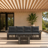 vidaXL Garden Sofa Set 5 pcs Black and Cream White poly rattan