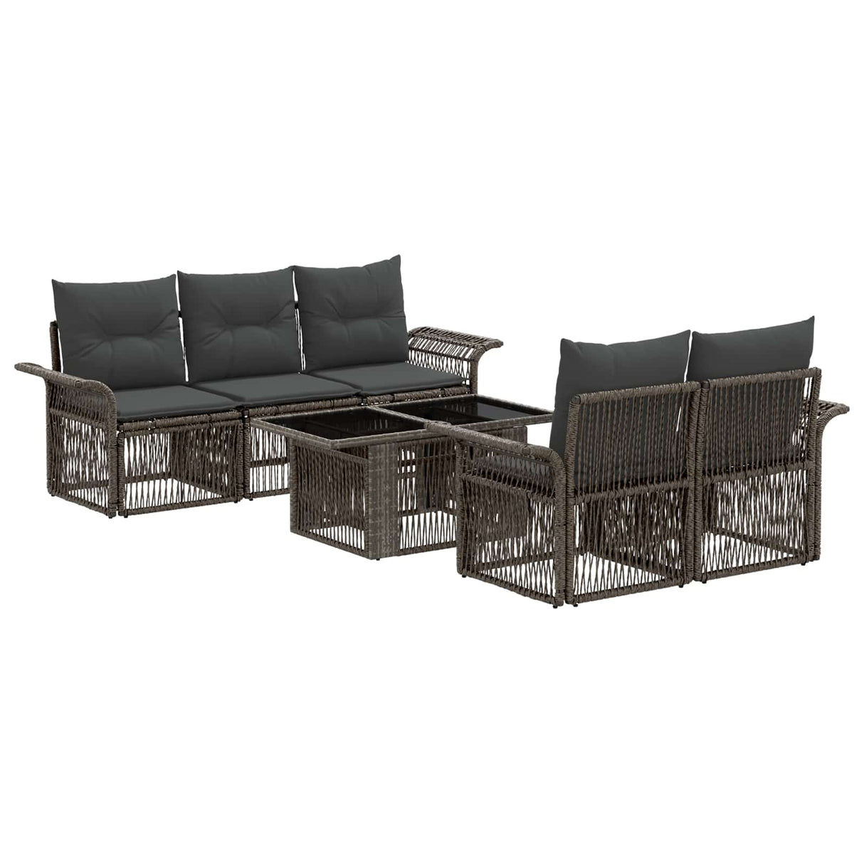 vidaXL Tuinbank Set 6 st Zwart en Crème Wit poly rattan