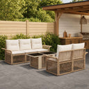 vidaXL Tuinbank Set 6 st Zwart en Crème Wit poly rattan