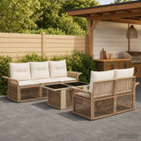 vidaXL Tuinbank Set 6 st Zwart en Crème Wit poly rattan