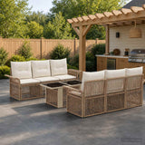 vidaXL Garden Sofa Set 7 pcs Black and Cream White poly rattan