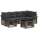 vidaXL Tuinbank Set 7 st Zwart en Crème Wit poly rattan