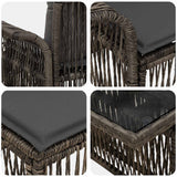 vidaXL Tuinbank Set 7 st Zwart en Crème Wit poly rattan