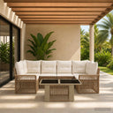 vidaXL Tuinbank Set 7 st Zwart en Crème Wit poly rattan