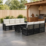 vidaXL Garden Lounge Set 8 pcs Black and Cream White poly rattan