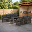 vidaXL Garden Lounge Set 8 pcs Black and Cream White poly rattan