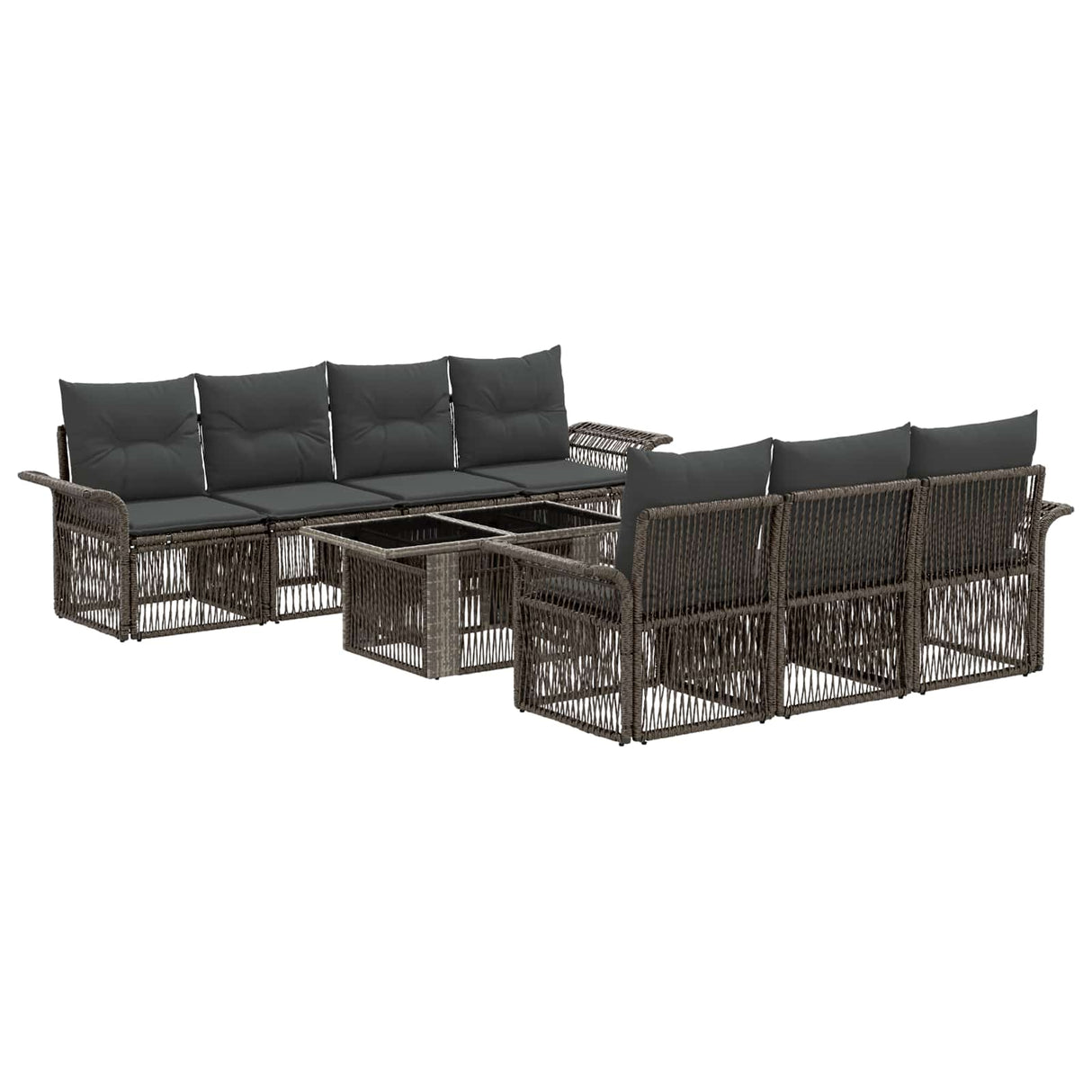 vidaXL Garden Lounge Set 8 pcs Black and Cream White poly rattan