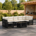 vidaXL Tuinbank Set 8 st Zwart en Crème Wit poly rattan