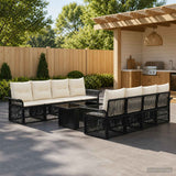 vidaXL Garden Bench Set 9 pcs Black and Cream White poly rattan