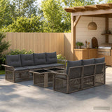 vidaXL Garden Bench Set 9 pcs Black and Cream White poly rattan