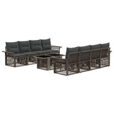 vidaXL Garden Bench Set 9 pcs Black and Cream White poly rattan