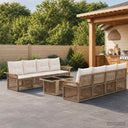vidaXL Garden Bench Set 9 pcs Black and Cream White poly rattan