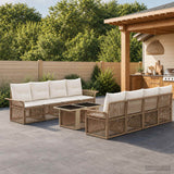 vidaXL Garden Bench Set 9 pcs Black and Cream White poly rattan