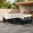 vidaXL Tuinbank Set 9 st Zwart en Crème Wit poly rattan