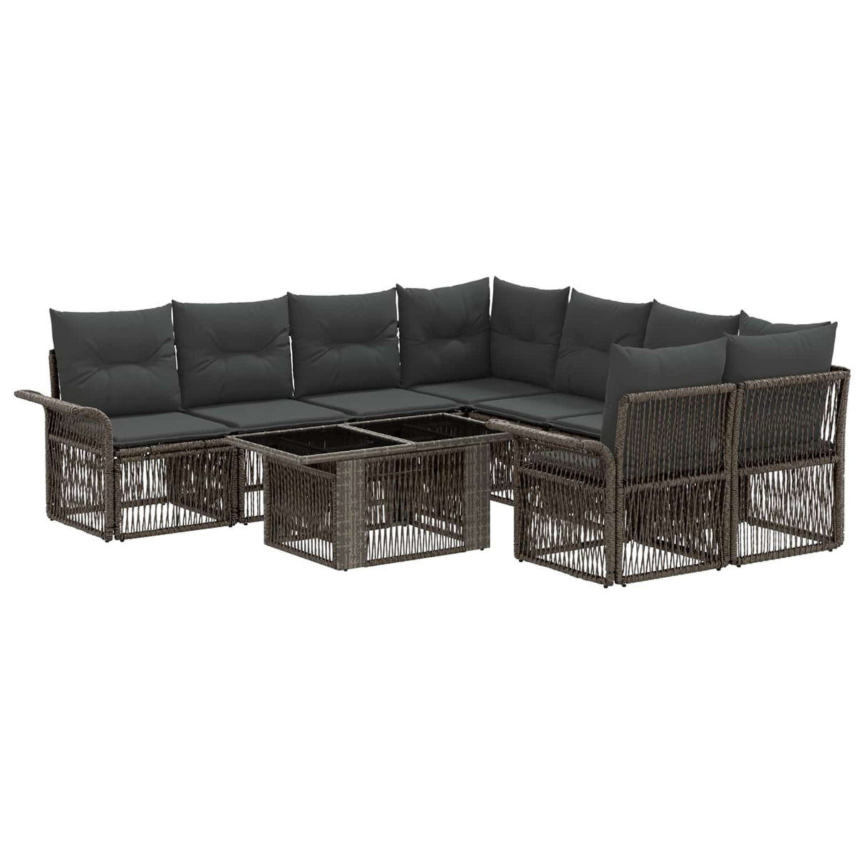 vidaXL Tuinbank Set 9 st Zwart en Crème Wit poly rattan