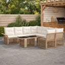 vidaXL Tuinbank Set 9 st Zwart en Crème Wit poly rattan