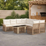 vidaXL Tuinbank Set 9 st Zwart en Crème Wit poly rattan