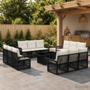 vidaXL Tuinbank Set 13 st Zwart en Crème Wit poly rattan
