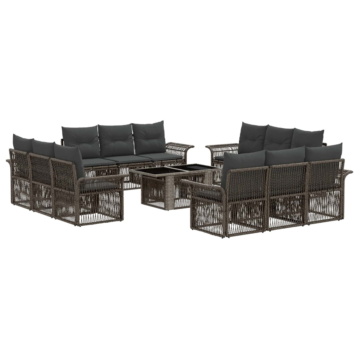 vidaXL Tuinbank Set 13 st Zwart en Crème Wit poly rattan