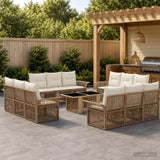 vidaXL Tuinbank Set 13 st Zwart en Crème Wit poly rattan