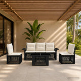 vidaXL Tuinbank Set 6 st Zwart en Crème Wit poly rattan