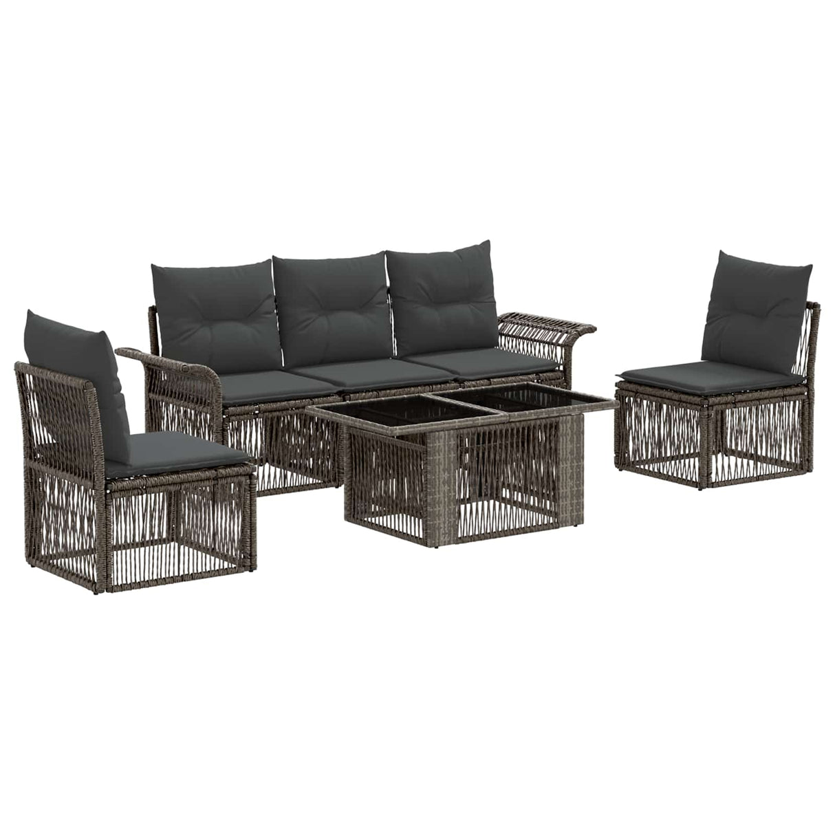 vidaXL Tuinbank Set 6 st Zwart en Crème Wit poly rattan