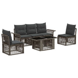 vidaXL Tuinbank Set 6 st Zwart en Crème Wit poly rattan