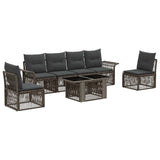 vidaXL Tuinbank Set 7 st Zwart en Crème Wit poly rattan