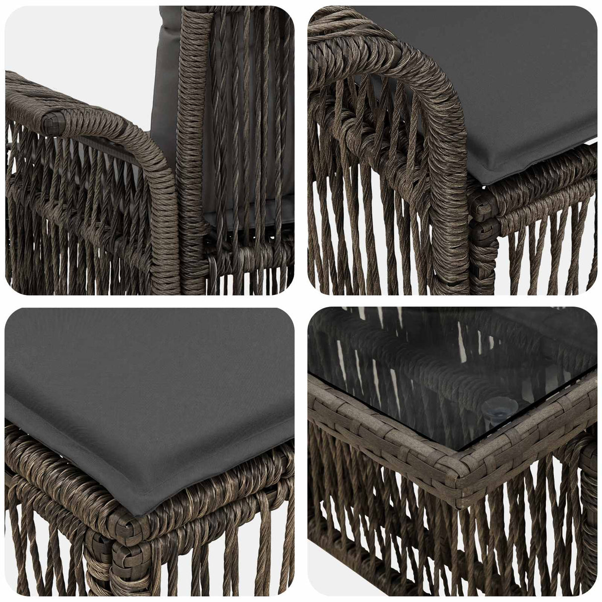 vidaXL Tuinbank Set 7 st Zwart en Crème Wit poly rattan