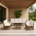 vidaXL Tuinbank Set 9 st Zwart en Crème Wit poly rattan
