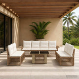 vidaXL Tuinbank Set 9 st Zwart en Crème Wit poly rattan