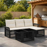 vidaXL Tuinbank Set 5 st Zwart en Crème Wit poly rattan