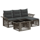 vidaXL Tuinbank Set 5 st Zwart en Crème Wit poly rattan