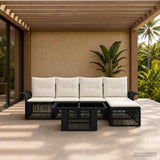 vidaXL Tuinbank Set 6 st Zwart en Crème Wit poly rattan