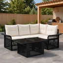 vidaXL Tuinbank Set 5 st Zwart en Crème Wit poly rattan