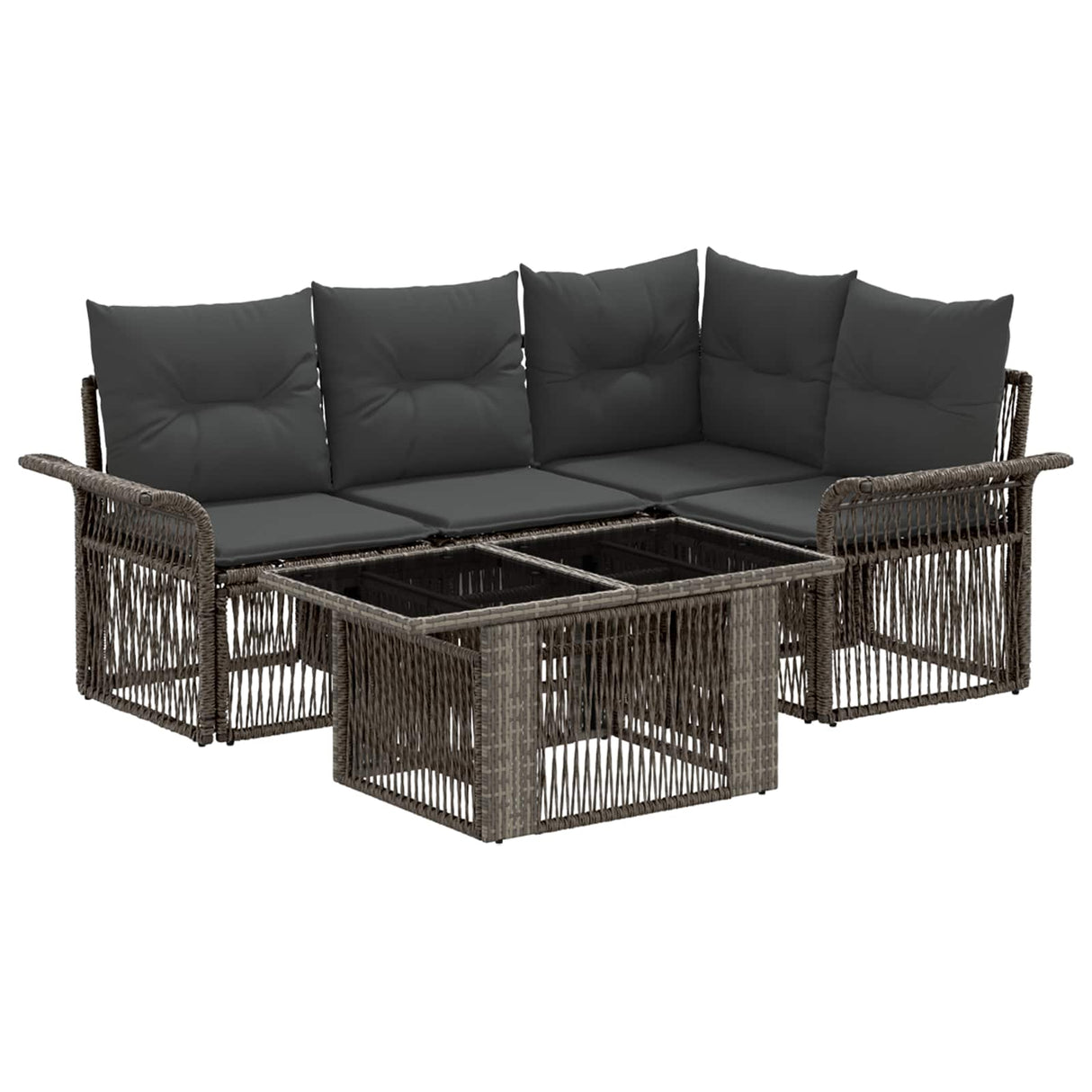 vidaXL Tuinbank Set 5 st Zwart en Crème Wit poly rattan