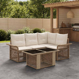 vidaXL Tuinbank Set 5 st Zwart en Crème Wit poly rattan