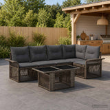 vidaXL Tuinbank Set 6 st Zwart en Crème Wit poly rattan