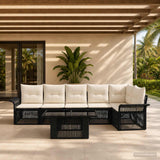 vidaXL Garden Sofa Set 7 pcs Black and Cream White Poly Rattan