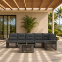 vidaXL Garden Sofa Set 7 pcs Black and Cream White Poly Rattan