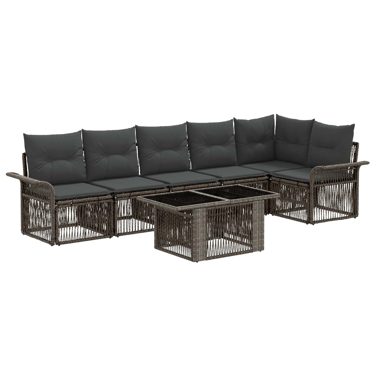 vidaXL Garden Sofa Set 7 pcs Black and Cream White Poly Rattan