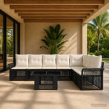 vidaXL Tuinbank Set 8 st Zwart en Crème Wit poly rattan