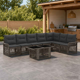 vidaXL Tuinbank Set 8 st Zwart en Crème Wit poly rattan