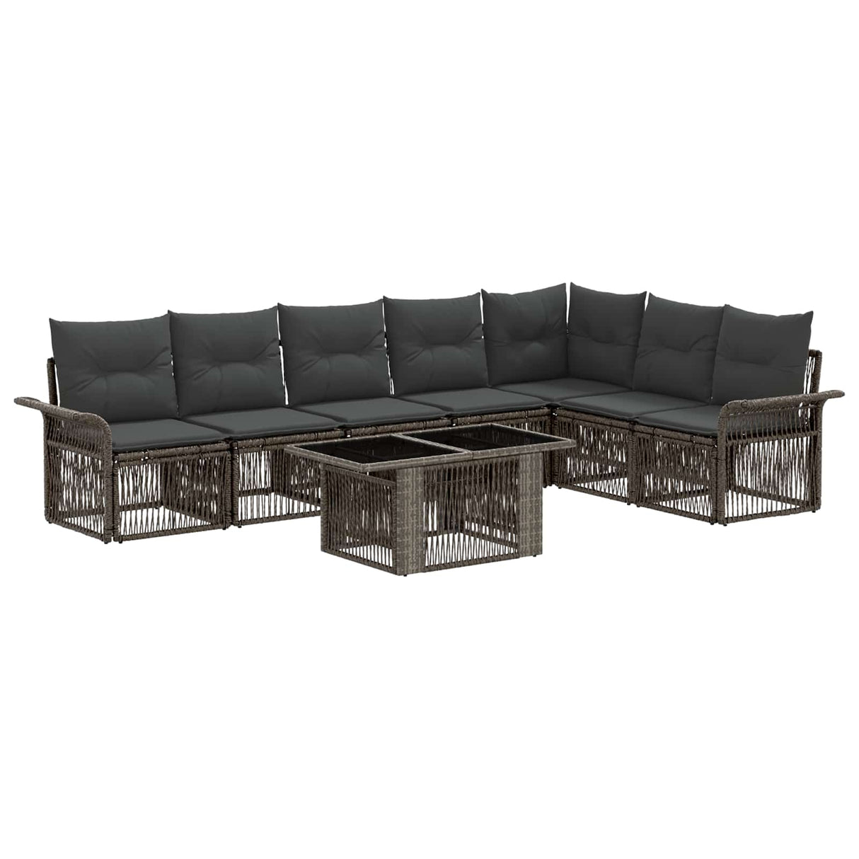 vidaXL Tuinbank Set 8 st Zwart en Crème Wit poly rattan