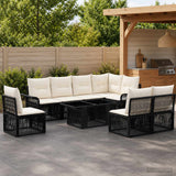 vidaXL Tuinbank Set 9 st Zwart en Crème Wit poly rattan