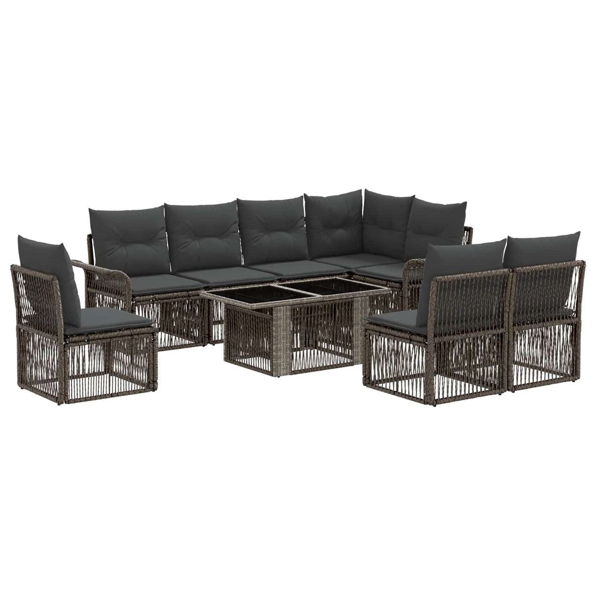 vidaXL Tuinbank Set 9 st Zwart en Crème Wit poly rattan