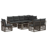 vidaXL Tuinbank Set 9 st Zwart en Crème Wit poly rattan