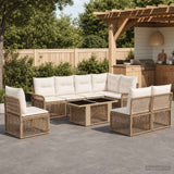 vidaXL Tuinbank Set 9 st Zwart en Crème Wit poly rattan